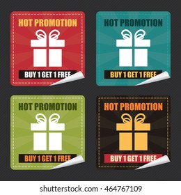 Vector : Hot Promotion Buy 1 Get 1 Free on Square Peeling Sticker 