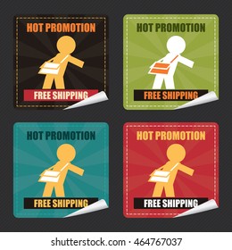 Vector : Hot Promotion Free Shipping on Square Peeling Sticker