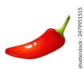 Vector hot red fresh chili pepper isolated on white background. 3d illustration. Spicy Mexican food. Design for grocery, culinary products, seasoning, and recipe website decoration. Thanksgiving day.