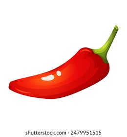 Vector de pimiento picante rojo fresco aislado sobre fondo blanco. Ilustración 3d. Comida picante mexicana. Diseño para comestibles, productos culinarios, condimentos y decoración de Sitios web de recetas. Día de Acción de Gracias.