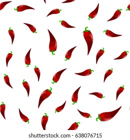 Vector Hot Red Peppers Seamless Pattern on White Background
