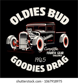 vector hot rod car illustration and shirt print