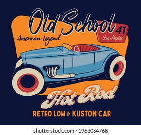 vector hot rod car illustration for tee print