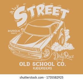 vector hot rod cars and muscle cars cartoon illustration for t shirts print