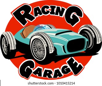 vector hot rod classic race car illustration 