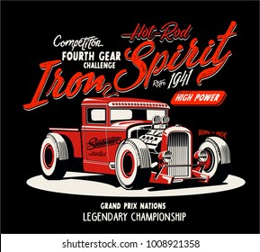 vector hot rod custom car illstration print or poster