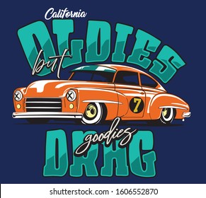 vector hot rod and custom race car illustration for tshirt 