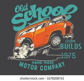 vector hot rod race car illustration for tshirt print