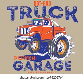 vector hot rod race car illustration for tshirt print