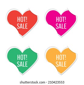 Vector -Hot sale sign icon valentine heart stickers.  