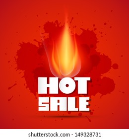 Vector Hot Sale Title With Flame on Red Background