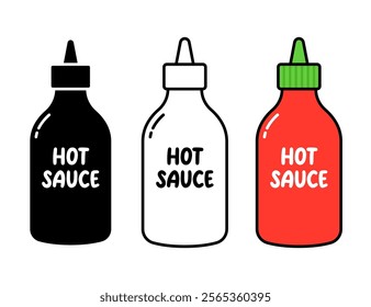 Vector Hot Sauce Bottle Flat Design Illustration