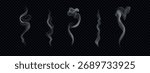 Vector hot smoke, bbq fog, coffee and food haze. Wavy and swirl white steam isolated on transparent background