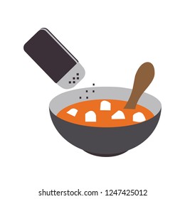 vector hot soup plate illustration. soup bowl - cooking sign