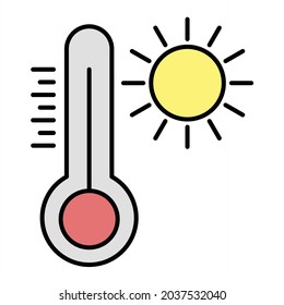Diseño del icono de contorno relleno de la temperatura caliente del vector
