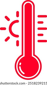 vetor de um termômetro de temperatura quente. símbolo, ilustração, ícone