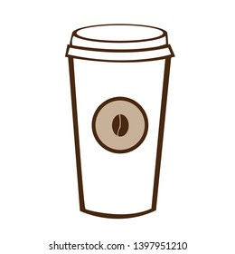 Vector of a hot to-go coffee with a coffee bean symbol on it.