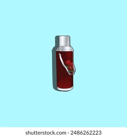 vector hot water flask with blue background