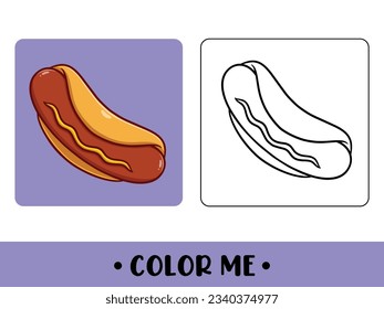 Vector hotdog for childrens coloring page vector icon illustration