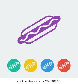 Vector hotdog flat button. File format eps 10.