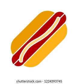 vector hotdog. Flat illustration of sausage. hot dog isolated on white background. american food sign symbol. fast food icon