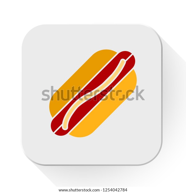 ベクターホットドッグ ソーセージの平らなイラスト 白い背景にホットドッグ アメリカの食べ物の記号 ファストフードのアイコン のベクター画像素材 ロイヤリティフリー