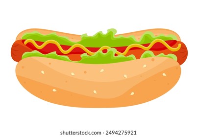 Vector hot-dog icon. Fast food illustration.