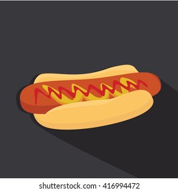 Vector Hot-Dog illustration. Flat Vector. Icon