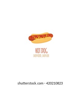 Vector Hot-Dog illustration. Flat Vector. Icon
