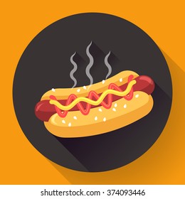 Vector Hot-Dog illustration icon. Flat design style