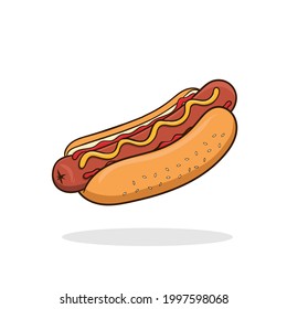 Vector Hotdog ilustración comida chatarra, comida rápida