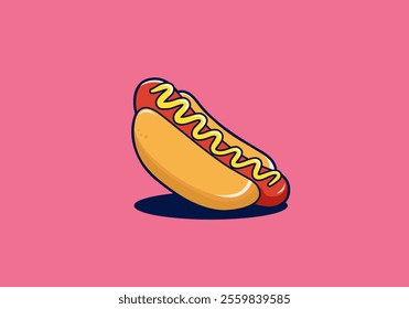 vector hotdog illustration with outline