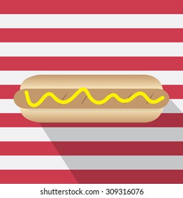 Vector hotdog with mustard. Illustration