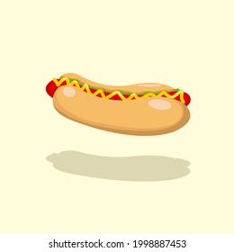 vector hotdog with sausage and mayonnaise