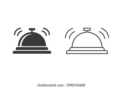 Icono de campana de hotel vector conjunto en estilo plano moderno