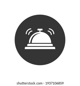 Vector Hotel Bell White Icon In Modern Flat Style