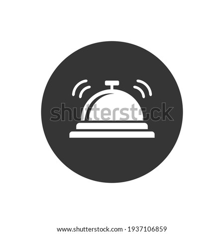 Vector hotel bell white icon in modern flat style