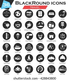 Vector Hotel circle white black icon set. Ultra modern icon design for web. 