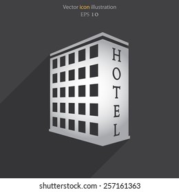 Vector hotel flat icon illustration.