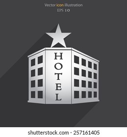 Vector hotel flat icon illustration.