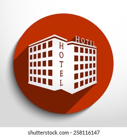 Vector hotel flat icon illustration.