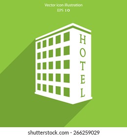 Vector hotel flat icon illustration.