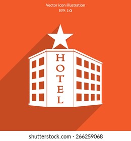 Vector hotel flat icon illustration.
