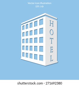 Vector hotel flat icon illustration.