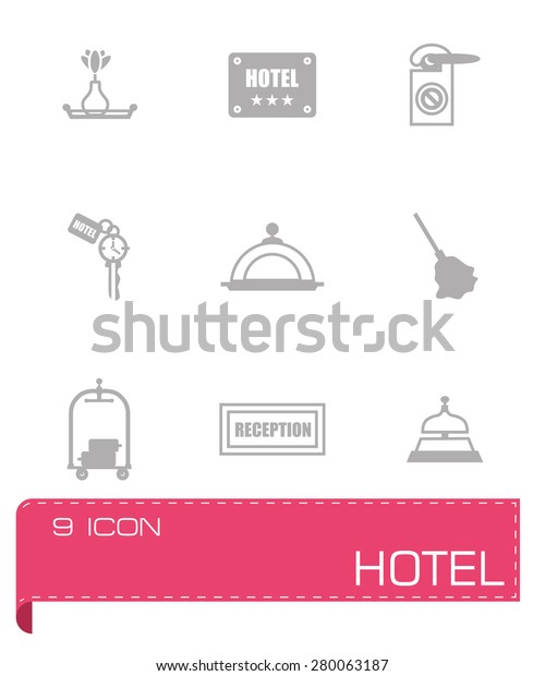 Vector Hotel icon set\
on grey background