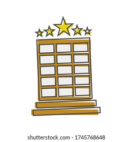 Imagen del hotel vector. Icono de negocios del hotel. Icono de imagen de un estilo de dibujos animados de hotel de cinco estrellas sobre fondo blanco aislado.