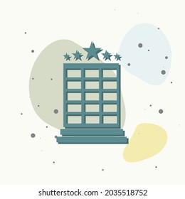 Vector hotel image. Hotel business icon. Image icon  five-star hotel on multicolored background. Layers grouped for easy editing illustration. For your design.
