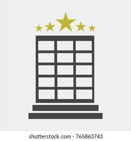 Vector hotel image. Hotel business icon.  Image icon of a five-star hotel.
