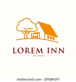 Vector of hotel and resort logo design. Luxury resort company insignia.
