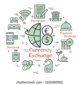 Vector hotel service square concept - Currency Exchange